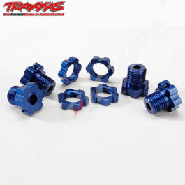 Metallic blue radio control car parts.