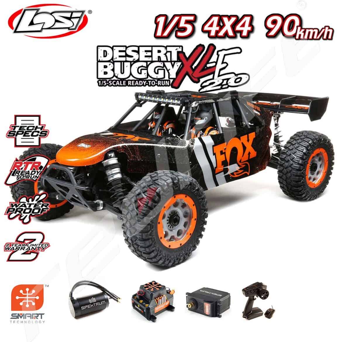 1/5 DBXL-E 2.0 4WD Desert Buggy Brushless RTR with Smart, BodyRED