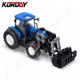 Kukuru radio vadāmo modeļu traktors ar uzkrājošo infrastruktūru, izcils spēles un kolekcijas elements bērniem un entuziastiem.