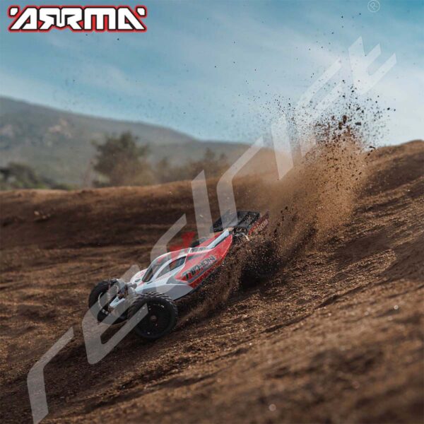 Arrma: 1/18 TYPHON GROM 380 BRUSHED 4X4 BUGGY  RTR BATTERY & CHARGER, RED/WHITE - Image 26