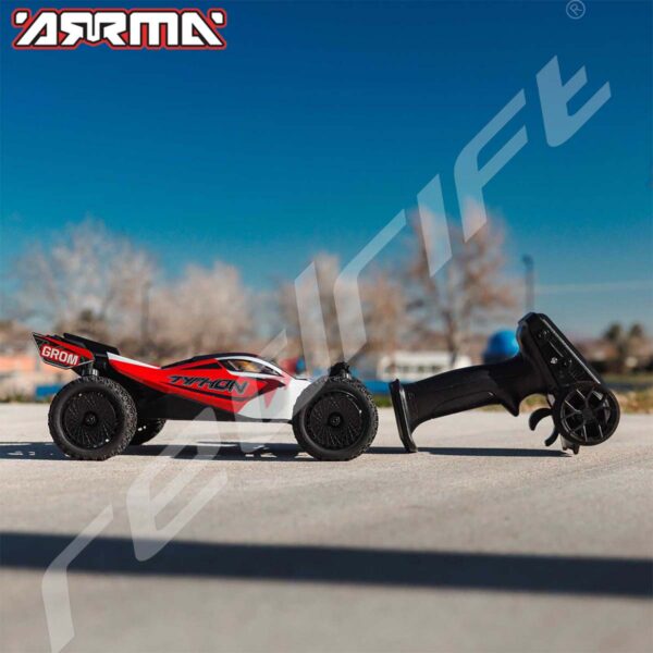 Arrma: 1/18 TYPHON GROM 380 BRUSHED 4X4 BUGGY  RTR BATTERY & CHARGER, RED/WHITE - Image 23