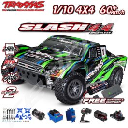 Redrift Rcdrift Traxxas Slash BL-2 68154-4 Green-1 free_bat_ch Traxxas radio vadāmais modeļa auto ar 1/10 mēroga, 4x4, ātrumu virs 60 km/h un ūdensdrošu tehnoloģiju.