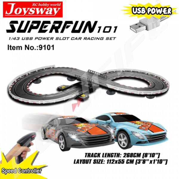 Joysway : Slotracing Track Superfun-101 1/43 USB-Power 268cm