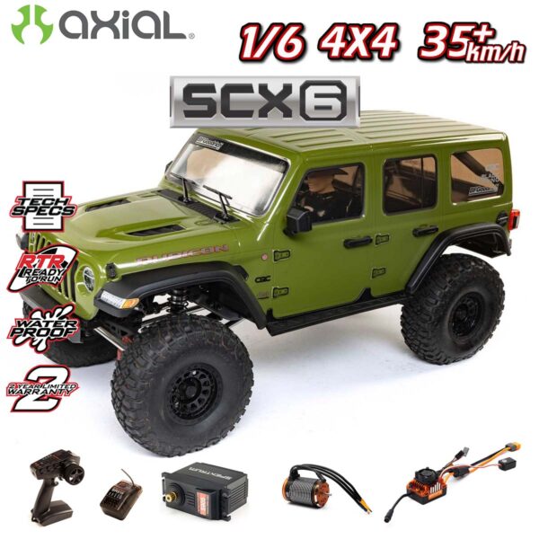 AXIAL: 1/6 SCX6 Jeep JLU Wrangler 4X4 Rock Crawler RTR: Green