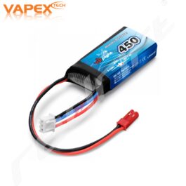 VapeX Tech 450mAh LiPo akumulators ar Tamiya savienojumu, ideāli radio vadāmi modeļiem.