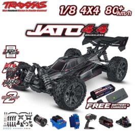 RAID 1/8 4X4 radio vadāms modeļa auto ar alkām un akumulatoru komplektu.