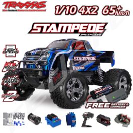 Traxxas Stampede radio vadāms modeļa automašīna, lielākā drifta modele Latvijā, ar jaudīgu motoru un ilgtspējīgu akumulatoru.