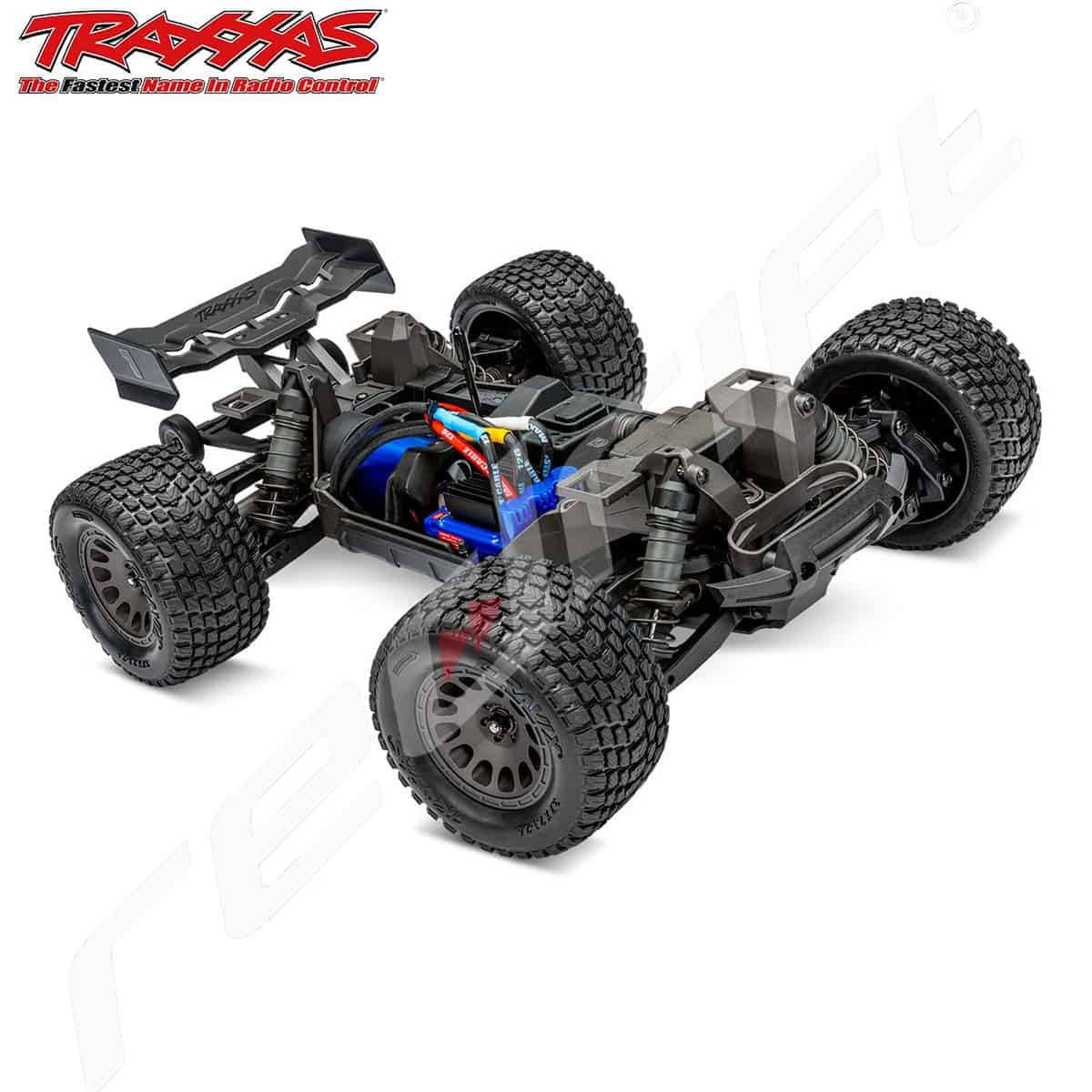 Traxxas radio vadāmais modeļa auto ar lielām riepu un jaudīgu elektrisko motoru, ideāls autosportam un hobi veikala Latvijā.