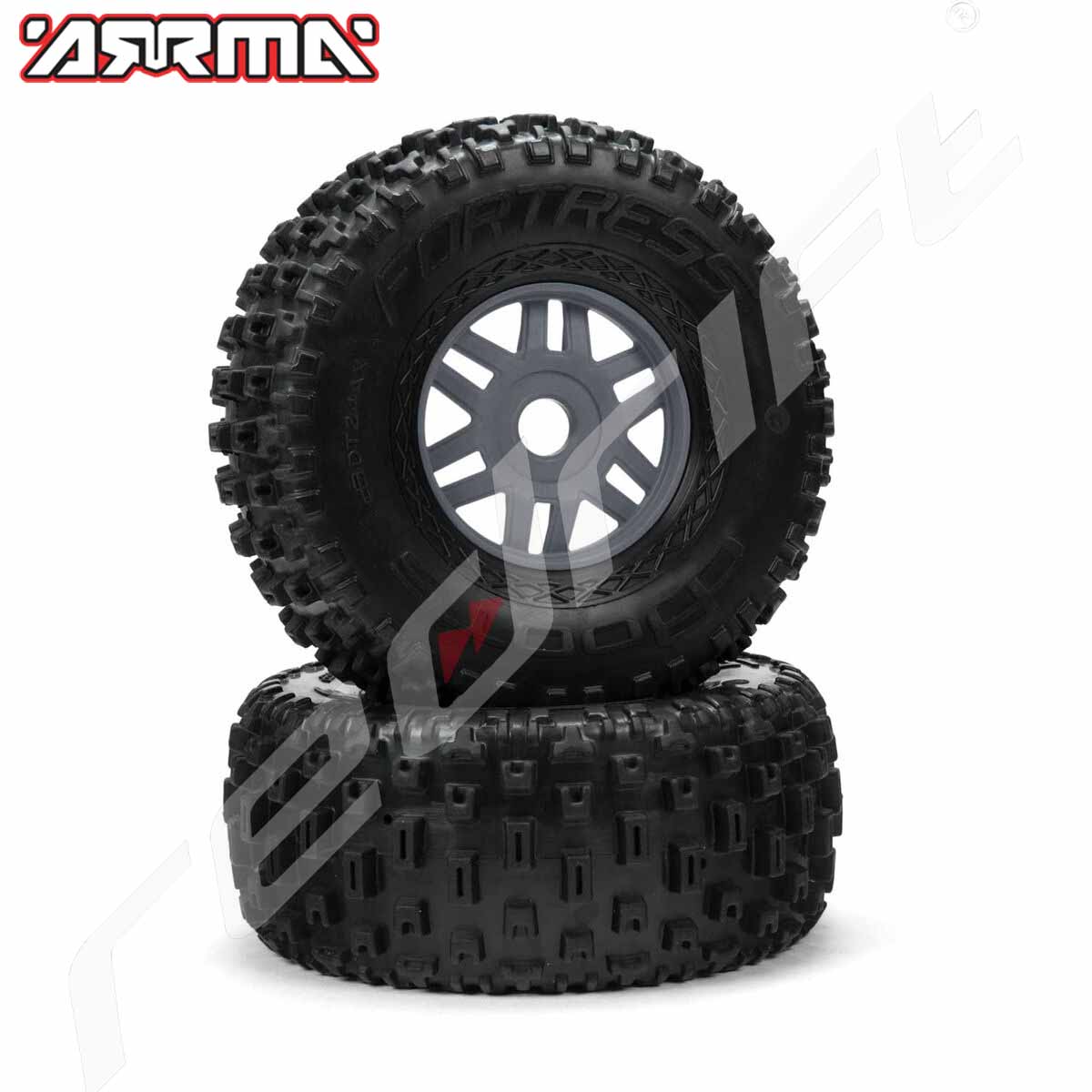 Arrma: 1/7 dBoots Fortress Front/Rear 2.4/3.3 Pre-Mounted Tires, 17mm Hex, Gunmetal (2)
